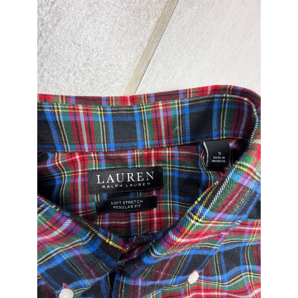 Lauren Ralph Lauren Plaid Button Down Shirt Soft Stretch Regular Fit Red Blue S - Picture 2 of 5